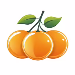 three clementines with green leaves on them