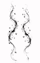 a white background with black ink and stars