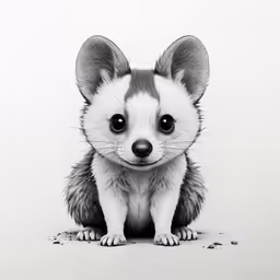 a cute little white and black rat looks forward