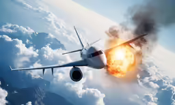 a airplane is going down into a cloud filled sky