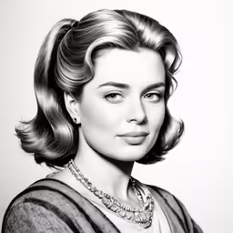 this is an image of a woman wearing pearls