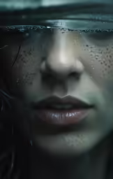 woman in snow makeup with drops of water around her eyes