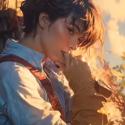 a woman standing outside with smoke rising from the ground