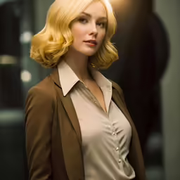 an image of a woman in a suit with blonde hair