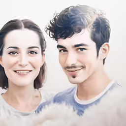 there is a man and woman smiling while posing