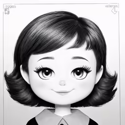 a cartoon drawing of an image of a girl with eyelashes