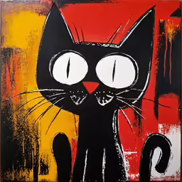 a painting that has a cat on it