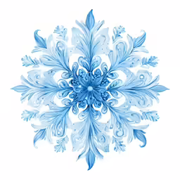 blue floral design on white paper with watercolor effect