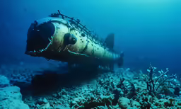 a underwater submarine diving in the sea