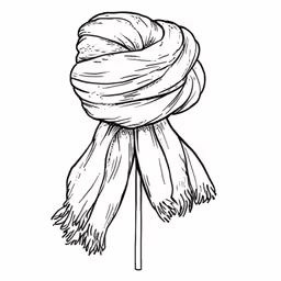 an ink drawing of a scarf hanging from a stick