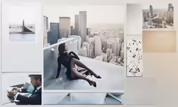 some pictures with the theme of a city and two people