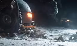 a couple of cars that are on some ice
