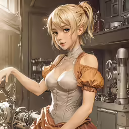 an attractive woman in a cosplay is sitting on the ledge