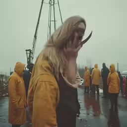a woman standing on a boat talking on the phone