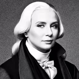 a man in a suit with long blond hair