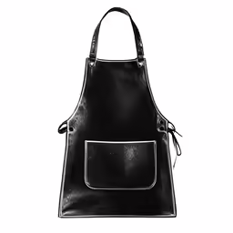 an open black leather apron with leather straps