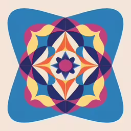 an abstract print with a star and geometric shapes