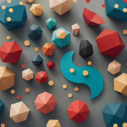a wall with many different geometric shapes
