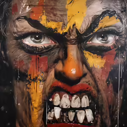 a very close - up shot of the face of a clown