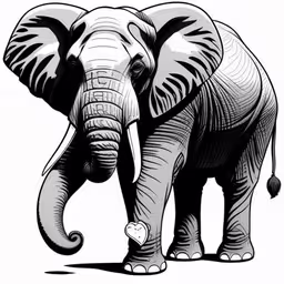 an elephant with a heart in its trunk,an elephant with tusks standing on one foot