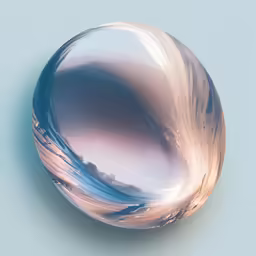 a round object with blue and white highlights