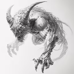 a drawing of an alien creature that looks like it has two hands