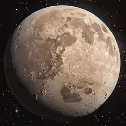 an image of a large moon with stars around it