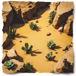 a large group of small cacti growing in the desert