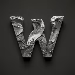 the letter w is made out of white paint