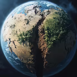 a blue and green planet in the sky