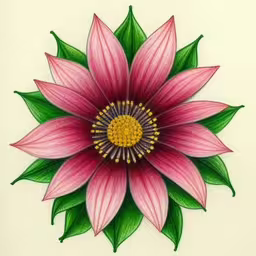 an embroidery design with large pink flowers,drawing a flower made out of colored pencils