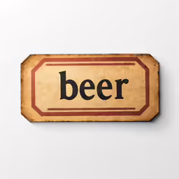 a wooden sign with the word beer