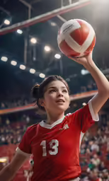 a female volleyball player in action at the game