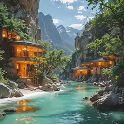 a scenic picture with a mountain backdrop and turquoise water
