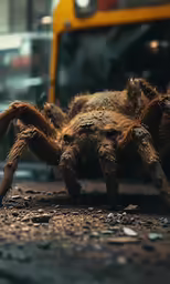 the tara spider is crawling on the road