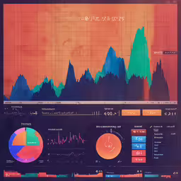 a screenshot of an average growth graph,there is an image of a map of the world on a big monitor