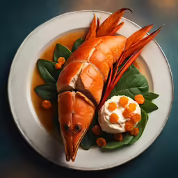 a plate with some cray and two small pieces of food on it