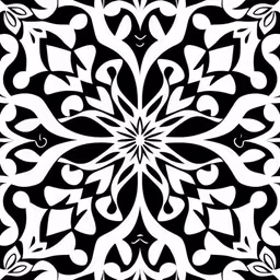 an image of a black and white design,a black and white graphic pattern of an abstract design,an artistic floral design with swirls and leaves in black and white,an ornate black and white flower pattern,a black and white design is in the shape of an elaborate flower