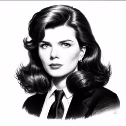 a portrait drawing of a woman wearing a suit