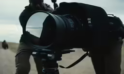 the person is filming the cow with his camera