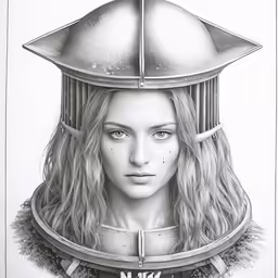 a girl with long hair in a helmet on her head