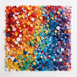 the colorful painting is shown as an art piece