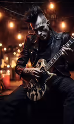 a man sitting down with his guitar