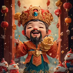 a painting of a little boy wearing a crown
