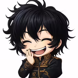 a drawing of an anime character in a black suit