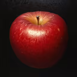a close up image of an apple with drops of dew on it