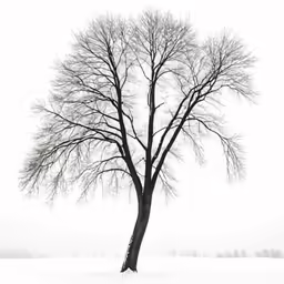 an abstract winter photograph of a large tree