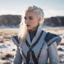the blonde lady is dressed as a woman in white
