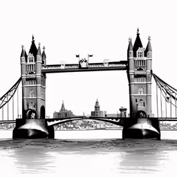 an illustration of a bridge going across the water