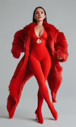 an image of a woman wearing red